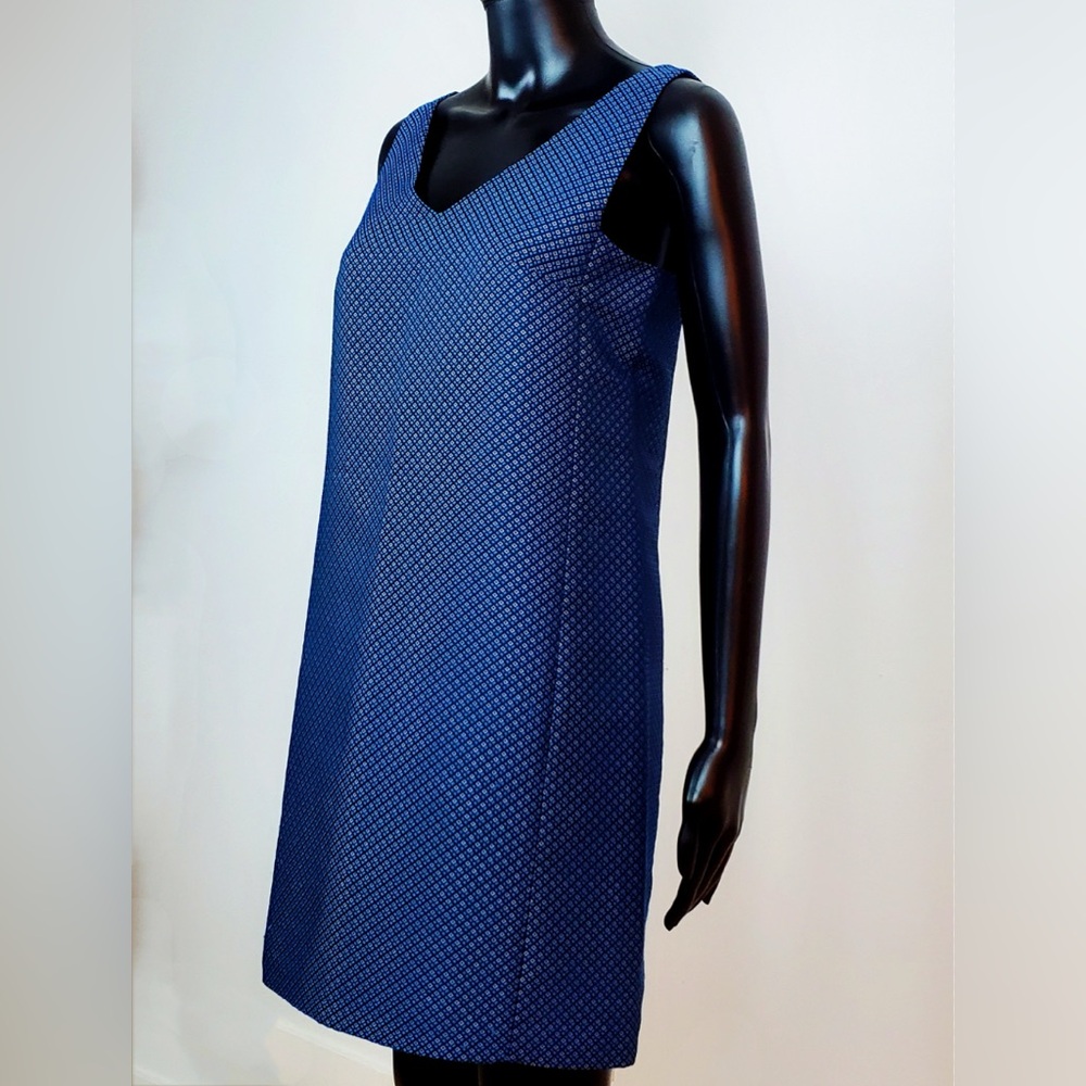 Club Monaco Monogram Diamond 3D Print Shift Dress Dark Blue - Picture 2 of 7